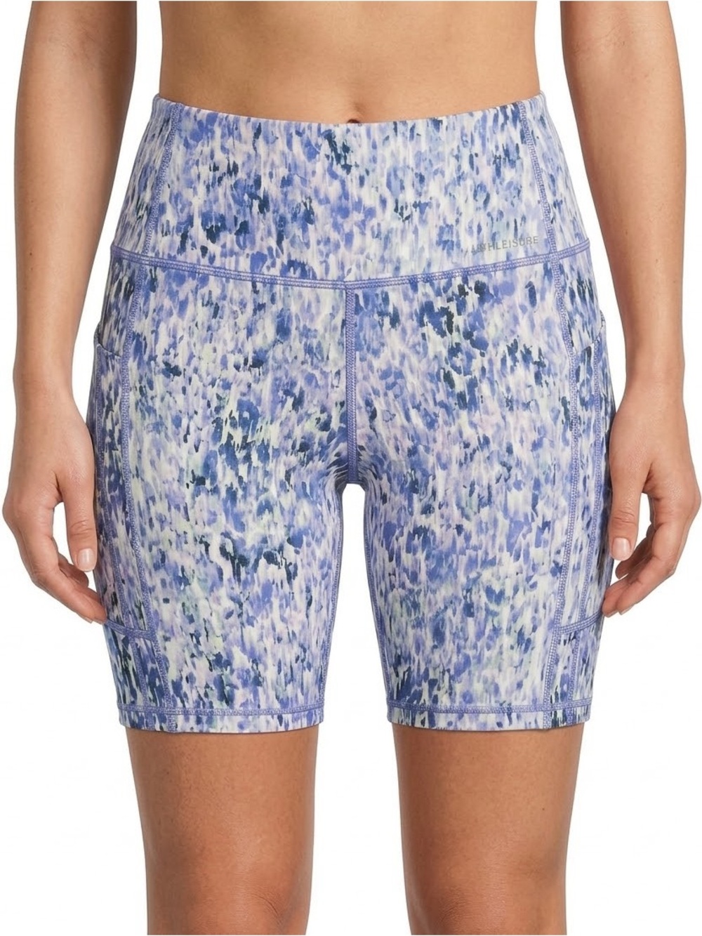 Athleta Ultimate Stash High Rise 7” Shorts Flare Abstract Blue Large